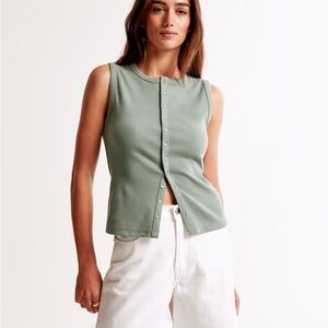 Abercrombie Sage Green Button-Up Top